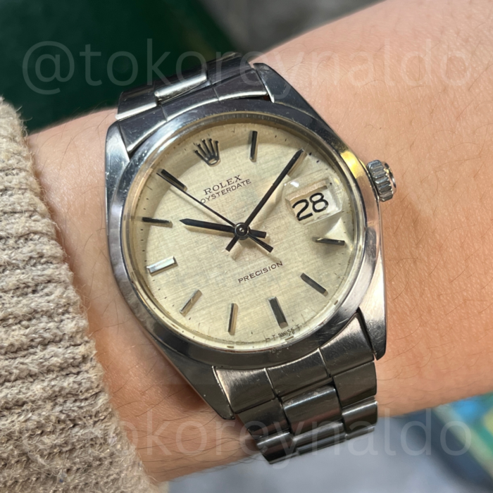 JAM TANGAN VINTAGE ROLEX PRECISION 6694 ROUND SS OYSTER CASE LINEN DIAL (LX2082)