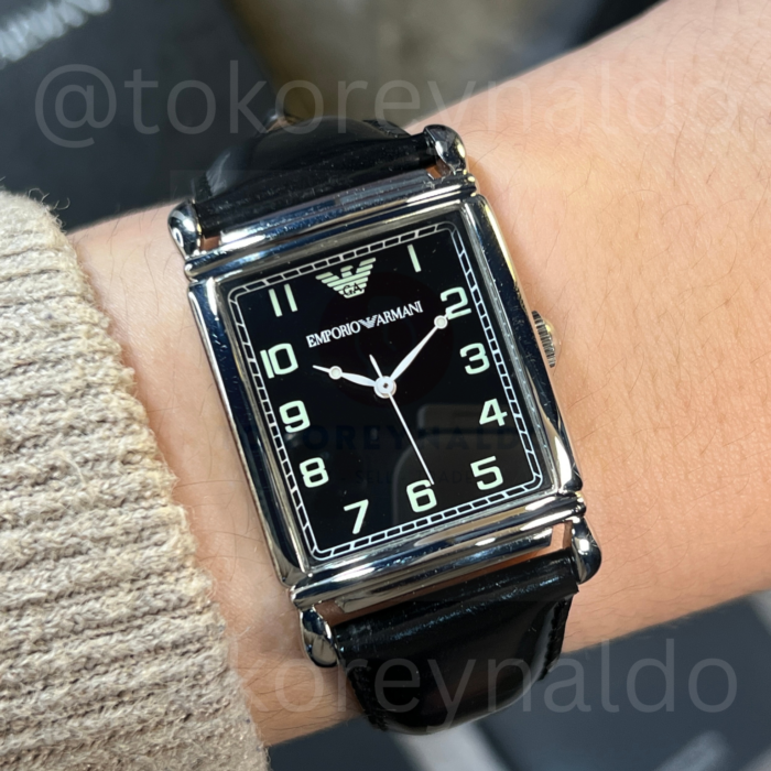 JAM TANGAN EMPORIO ARMANI AR-0206 SQUARE SS BLACK DIAL ARABIC NUMERALS (LX1924)