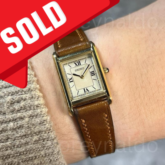 JAM TANGAN SEIKO x Nano Universe STPR066 TANK G0LD TONE IVORY DIAL ROMAN INDEX (LX1975)