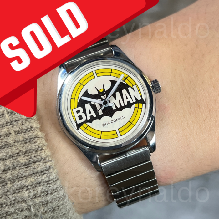 JAM TANGAN VINTAGE DC COMICS BATMAN SS TONE YELLOW-WHITE RETRO BATMAN DIIAL (LX1950)
