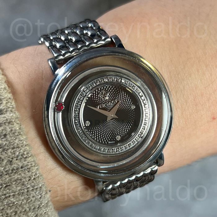 JAM TANGAN VERSACE VENUS A9Q VFH SS BLACK DIAL WITH DIAMOND AND RED BLAZING TOPAZ (LX2166)