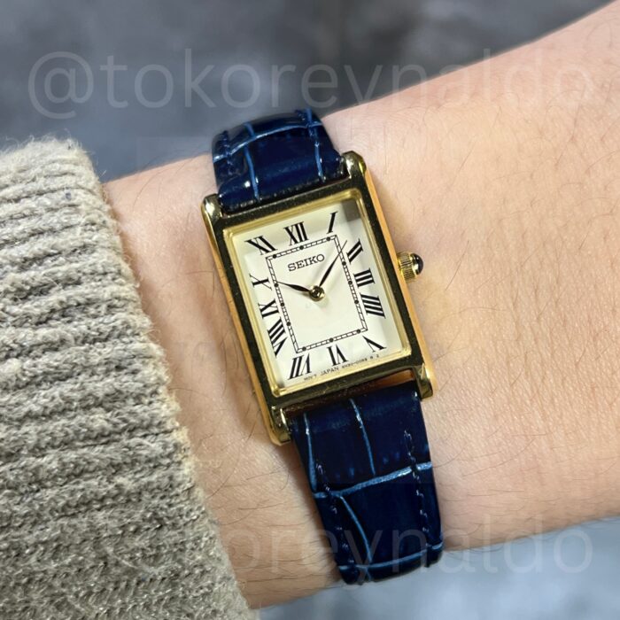 JAM TANGAN SEIKO x NANO UNIVERSE SSEH004 TANK G0LD TONE IVORY DIAL ROMAN INDEX (LX2046)