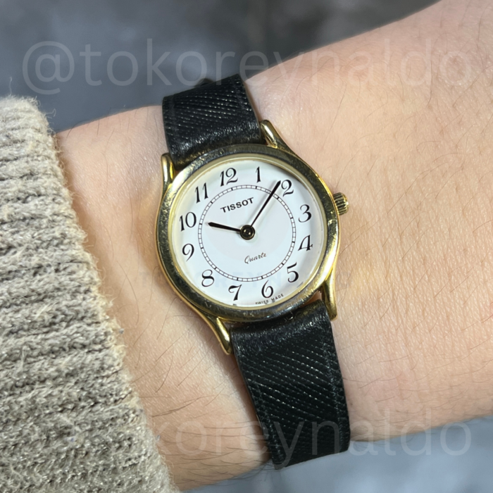 JAM TANGAN VINTAGE TISSOT K120 SMALL ROUND GOLD TONE WHITE DIAL ARABIC NUMERALS (LX1997)