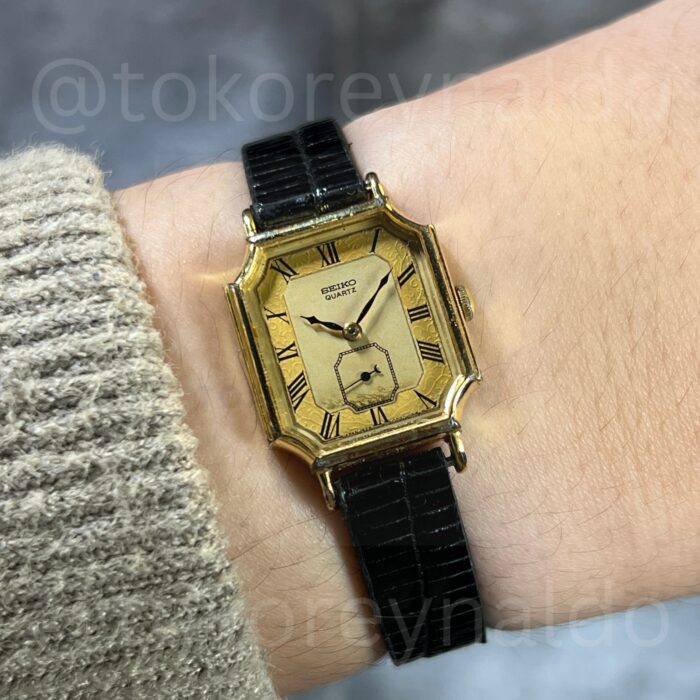 JAM TANGAN VINTAGE SEIKO 1428-5000 OCTAGON GOLD PLATED CHAMPANGE TEXUTRED DIAL ROMAN INDEX SUB-SECOND (LX2020)