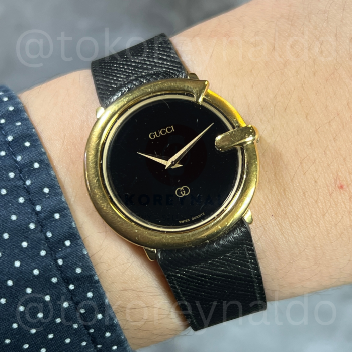 JAM TANGAN VINTAGE GUCCI 3600 G CASE G0LD PLATED BLACK DIAL (LX2067)