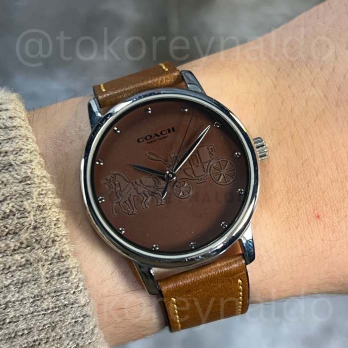 JAM TANGAN COACH GRAND SADDLE CA.113.7.14.1515 SS ROUND BROWN HORSE CARRIAGE DIAL (LX1889)