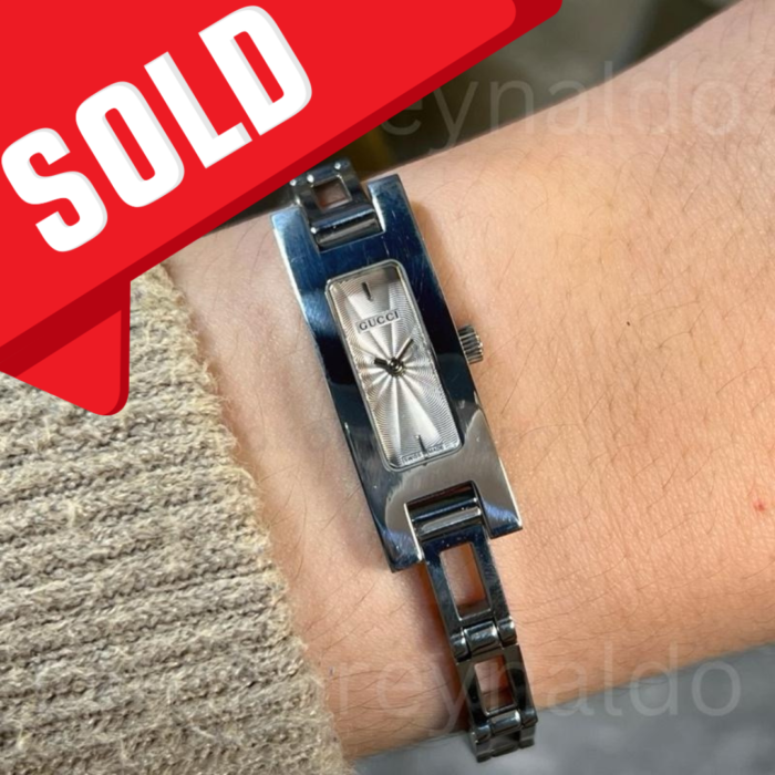 JAM TANGAN VINTAGE GUCCI 3900L BRACELET SMALL RECTANGLE SS SILVER BRIGHT DIAL (LX2008)