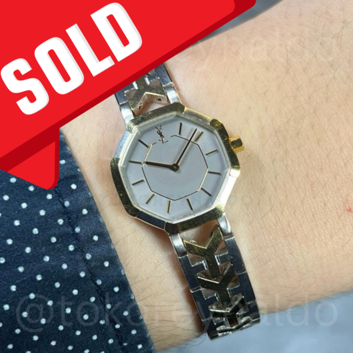 JAM TANGAN VINTAGE YSL 2200-2263 OCTAGON TWO TONE GREY GHOST DIAL (LX2073)