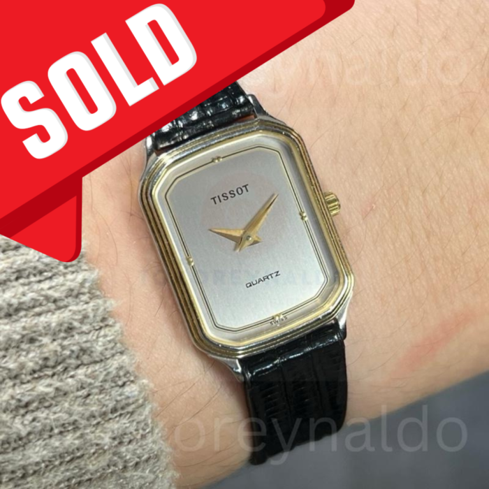 JAM TANGAN VINTAGE TISSOT STYLIST RECTANGULAR TWO TONE SILVER DIAL (LX2503)