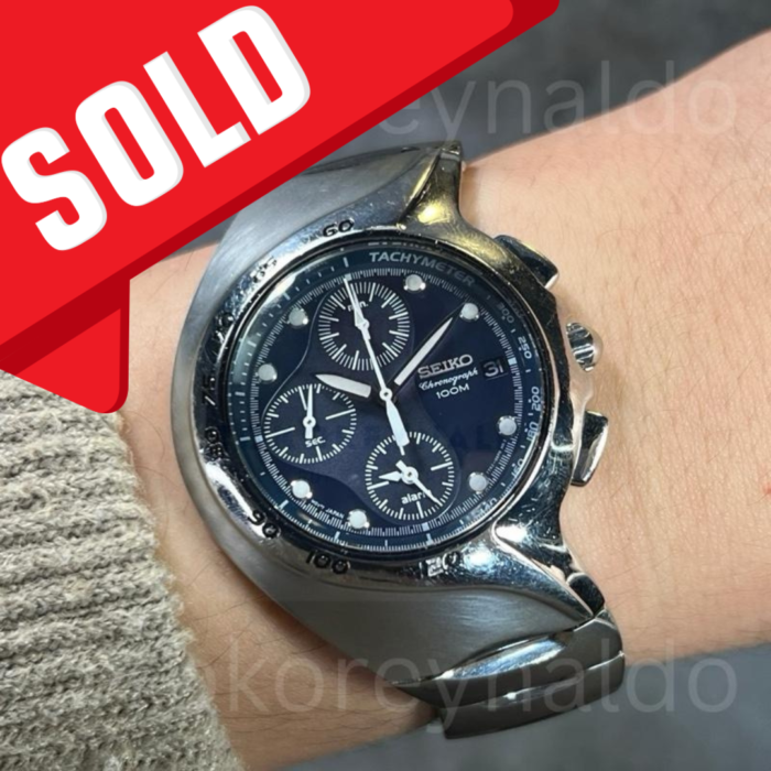 JAM TANGAN VINTAGE SEIKO CHRONOGRAPH 7TN2-0AM0 ASYMMETRICAL "ALIEN" SS BLUE DIAL (LX2179)