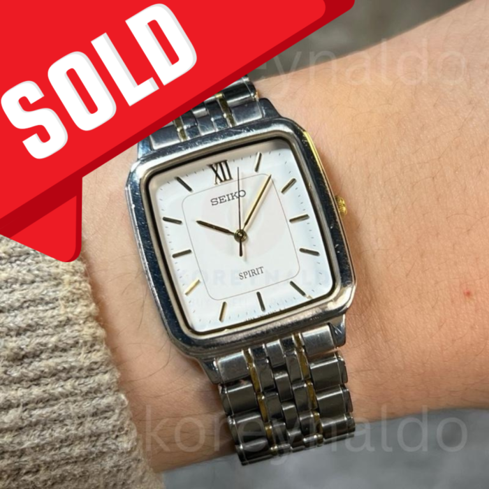 JAM TANGAN VINTAGE SEIKO SPIRIT 7N01-5210 SQUARE TWO TONE WHITE DIAL (LX1910)