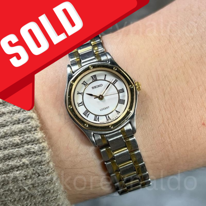 JAM TANGAN VINTAGE SEIKO LUCENT 4N21-0650 OCTAGON TWO TONE WHITE DIAL ROMAN INDEX (LX2077)