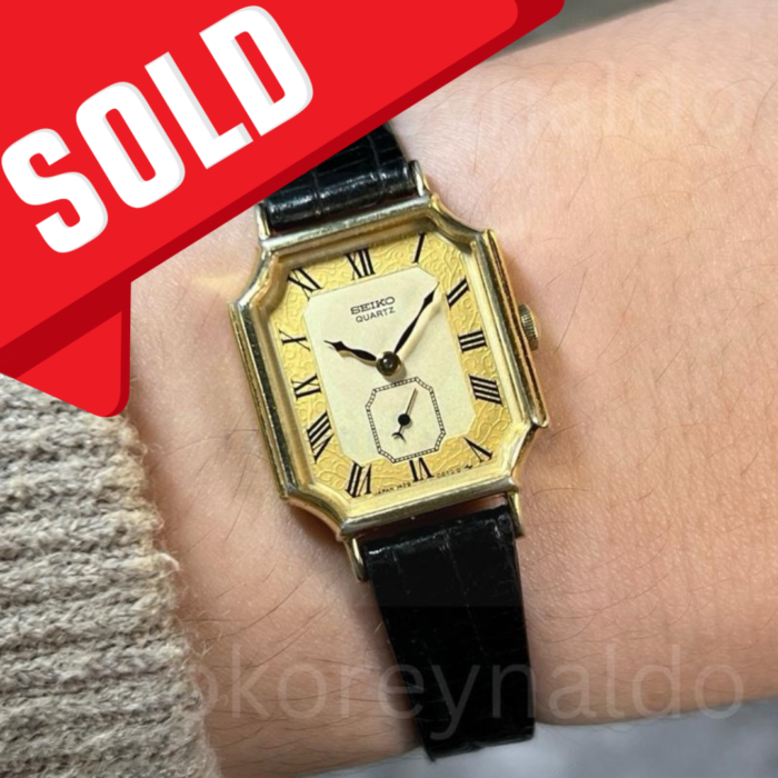 JAM TANGAN VINTAGE SEIKO 1428-5000 OCTAGON GOLD PLATED CHAMPANGE TEXUTRED DIAL ROMAN INDEX SUB-SECOND (LX2020)