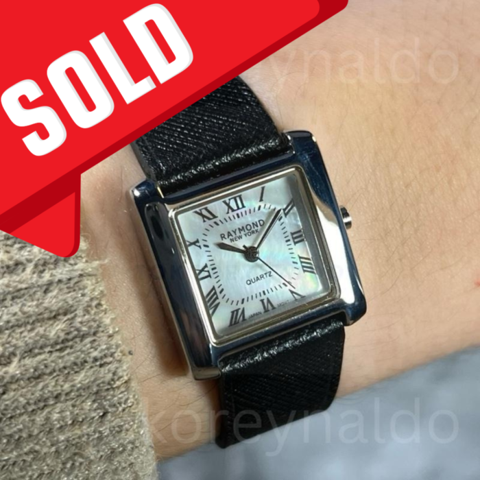JAM TANGAN RAYMOND NEW WORK SQUARE SS WHITE MOP DIAL ROMAN INDEX (LX2107)