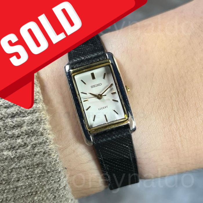 JAM TANGAN VINTAGE SEIKO LUCENT 1F21-5C00 SMALL TANK TWO TONE CREAM DIAL (LX2095)