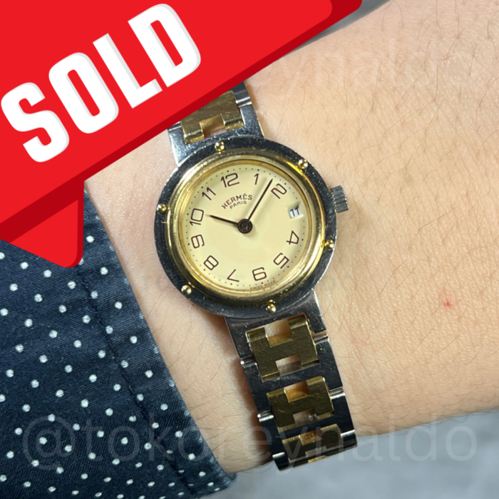JAM TANGAN VINTAGE HERMES CLIPPER ROUND TWO TONE CREAM DIAL (LX2028)
