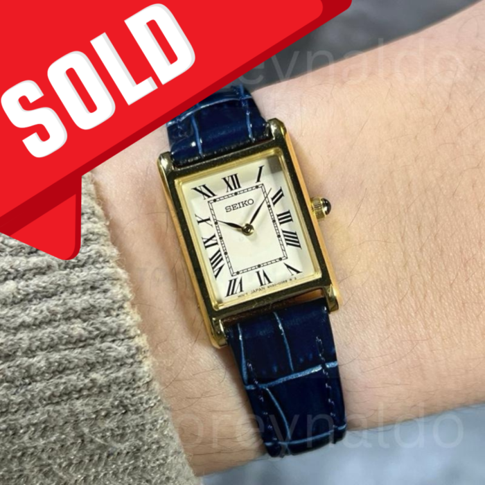 JAM TANGAN SEIKO x NANO UNIVERSE SSEH004 TANK G0LD TONE IVORY DIAL ROMAN INDEX (LX2046)