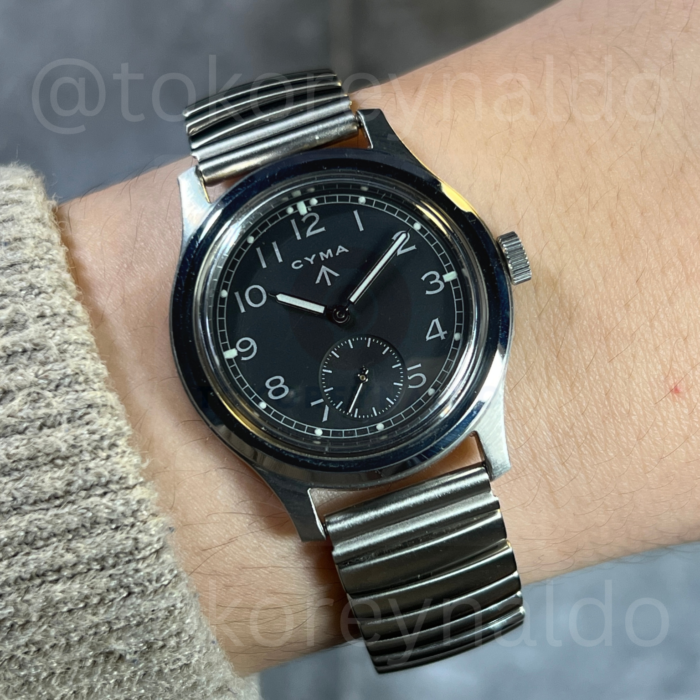 JAM TANGAN CYMA “DIRTY DOZEN” REISSUE P14530 SS ROUND MILITARY DIAL (LX2129)