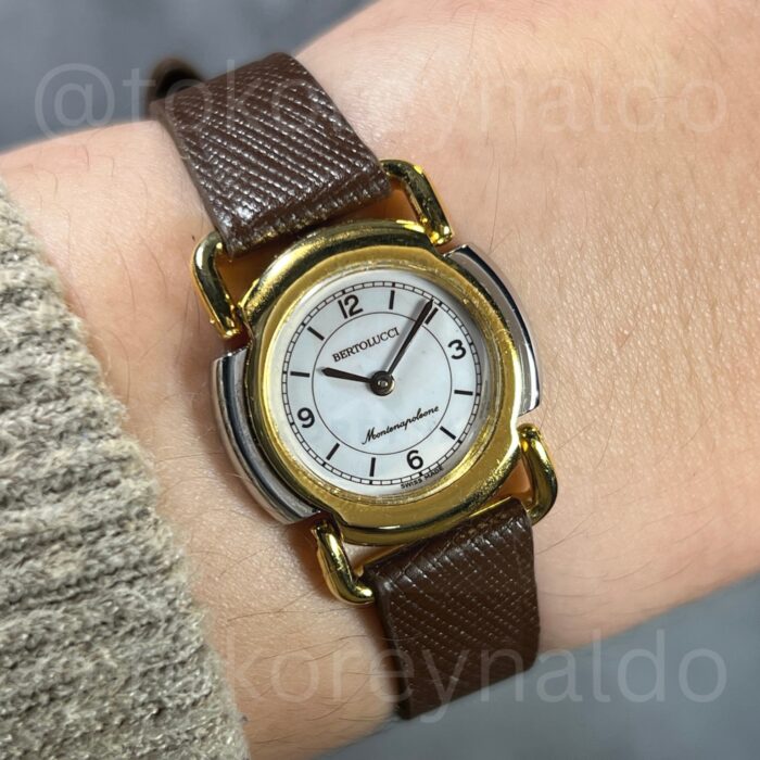JAM TANGAN VINTAGE BERTOLUCCI  MONTENAPLEONE 390111 ROUND TWO TONE WHITE DIAL ROMAN INDEX (LX2177)