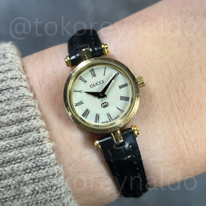JAM TANGAN VINTAGE GUCCI 2000L SMALL ROUND GP IVORY DIAL ROMAN INDEX (LX2324)