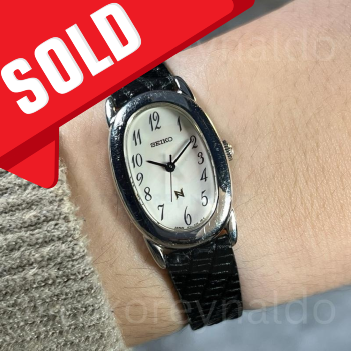 JAM TANGAN VINTAGE SEIKO NOIE 1F21-5B70 OVAL SS WHITE DIAL ARABIC NUMERALS (LX2093)