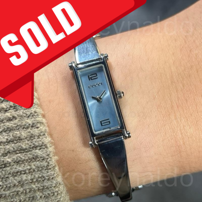 JAM TANGAN VINTAGE GUCCI 1500L BANGLE RECTANGLE SS SKY BLUE DIAL (LX2248)
