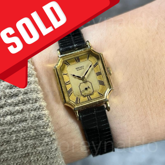 JAM TANGAN VINTAGE SEIKO 1428-5000 OCTAGON GOLD PLATED CHAMPANGE TEXUTRED DIAL ROMAN INDEX SUB-SECOND (LX2020)