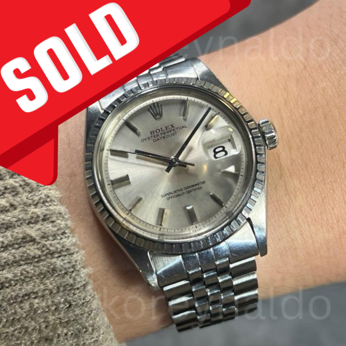 JAM TANGAN VINTAGE ROLEX DATEJUST 1603 SILVER PIE-PAN SUNBURST DIAL (LX2258)