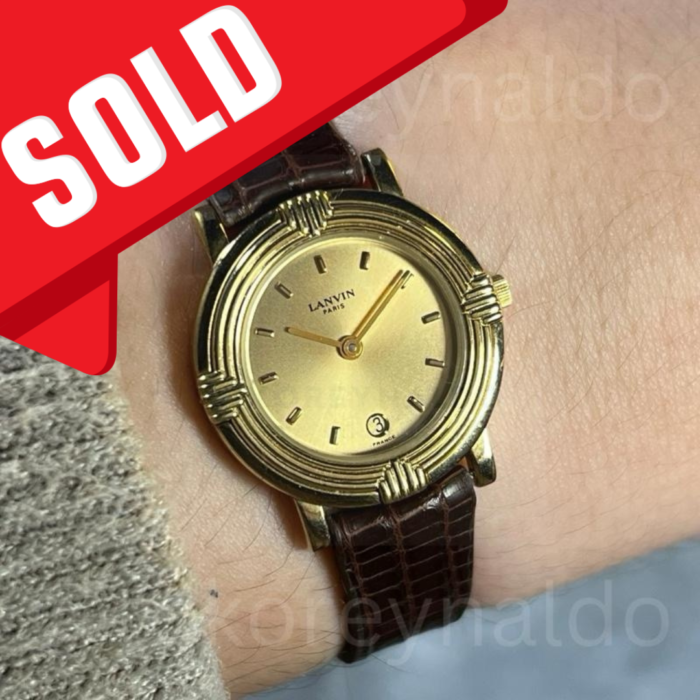 JAM TANGAN VINTAGE LANVIN PARIS 516867 ROUND G0LD PLATED G0LD TONE DIAL (LX2098)