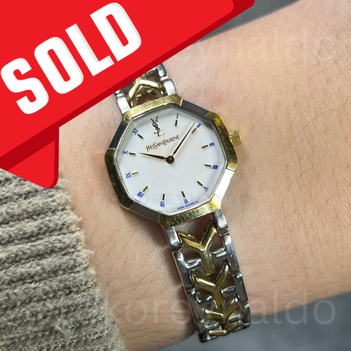 JAM TANGAN VINTAGE YSL 2200-226313 YO OCTAGON TWO TONE WHITE DIAL (LX2161)