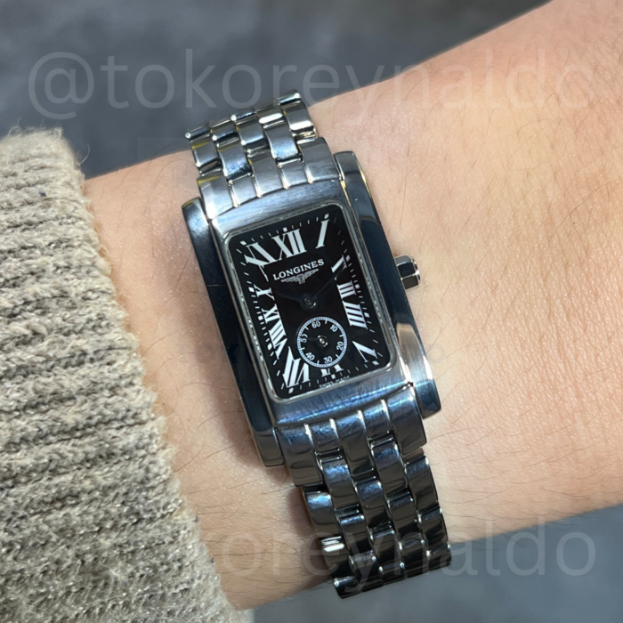 TANGAN L0NG1N3S DOLCE VITA L5.155.4 TANK SS BLACK DIAL ROMAN INDEX (LX2278)