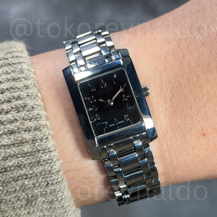 JAM TANGAN VINTAGE FENDI 7000L TANK SS BLACK DIAL ARABIC NUMERALS INDEX (LX2194)