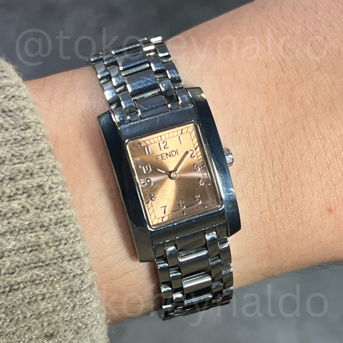 JAM TANGAN VINTAGE FENDI 7000L TANK SS SALMON DIAL ARABIC NUMERALS INDEX (LX2175)