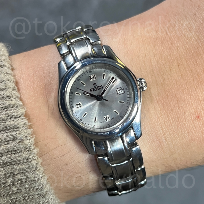 JAM TANGAN VINTAGE FENDI 210L ROUND SS SILVER DIAL ROMAN INDEX (LX2183)