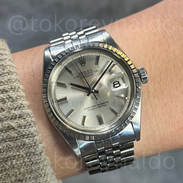 JAM TANGAN VINTAGE ROLEX DATEJUST 1603 SILVER PIE-PAN SUNBURST DIAL (LX2258)