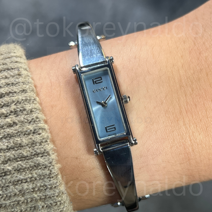 JAM TANGAN VINTAGE GUCCI 1500L BANGLE RECTANGLE SS SKY BLUE DIAL (LX2248)