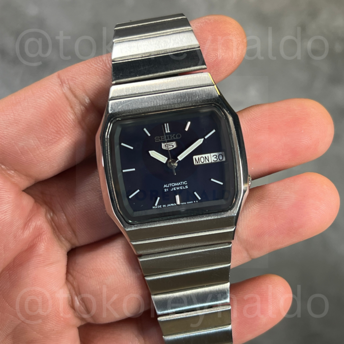 JAM TANGAN VINTAGE SEIKO 5 SNXK87J1 TV SHAPE SS MIDNIGHT BLUE DIAL (LX2184)