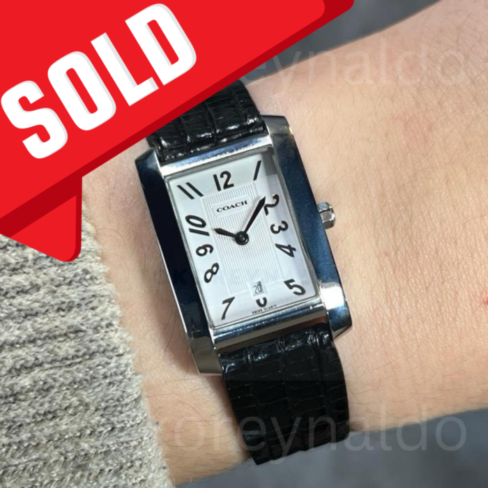 JAM TANGAN COACH 0243 TANK SS WHITE TEXTURED DIAL ARABIC NUMERALS INDEX (LX2288)