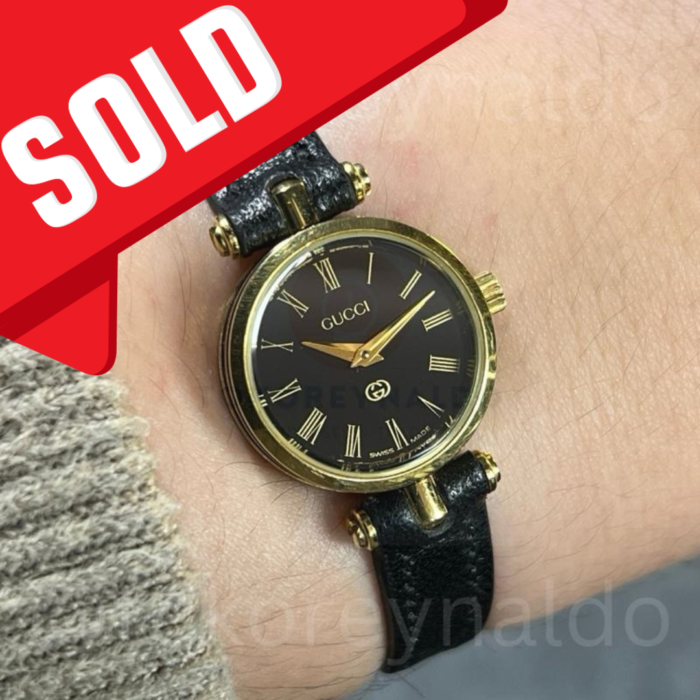 JAM TANGAN VINTAGE GUCCI 2000L SMALL ROUND BLACK DIAL ROMAN INDEX (LX2097)