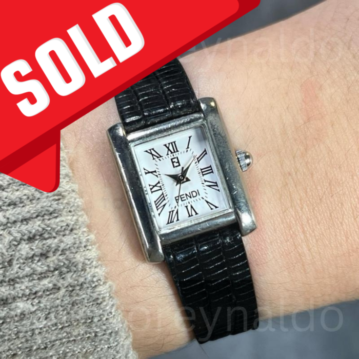 JAM TANGAN VINTAGE FENDI 1D/2577 SMALL TANK SS TONE WHITE DIAL ROMAN INDEX (LX2311)