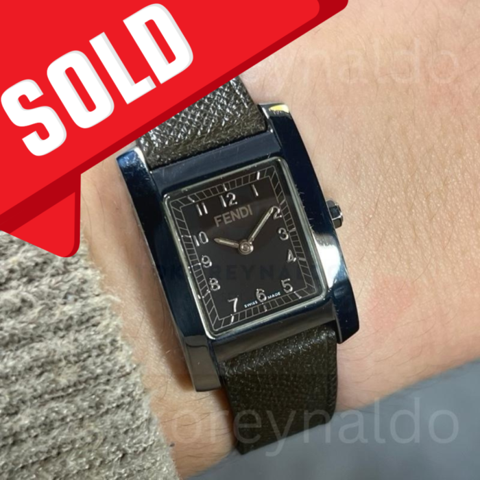 JAM TANGAN VINTAGE FENDI 7000L SQUARE SS BLACK DIAL ARABIC NUMERALS (LX2187)