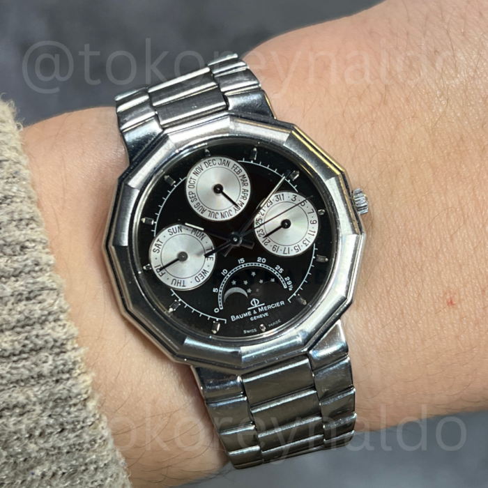 JAM TANGAN VINTAGE BAUME & MERCIER RIVERA TRIPLE CALENDAR MOONPHASE 6131 BLACK PANDA DIAL (LX2402)