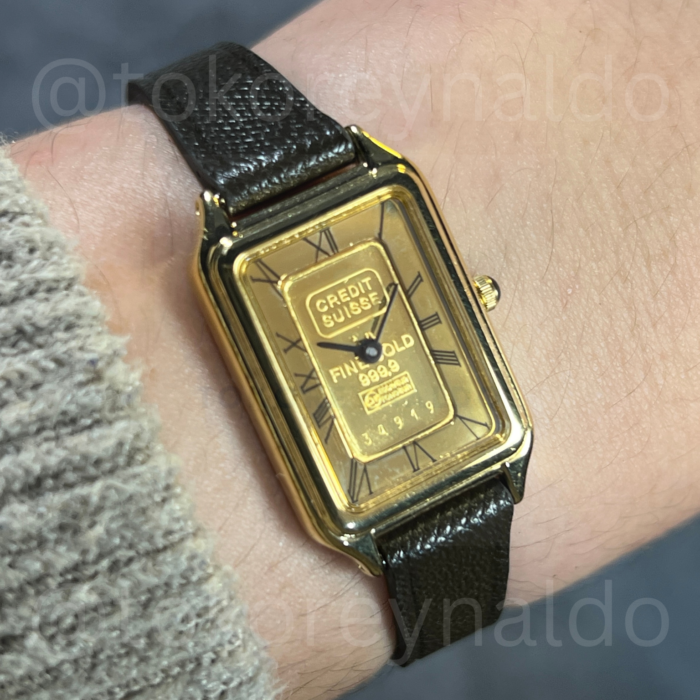 JAM TANGAN VINTAGE ELGIN 218507T "1 Gram 24K DIAL" TANK ROMAN INDEX (LX2485)