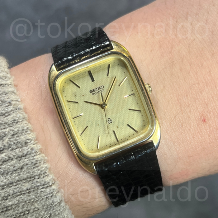 JAM TANGAN VINTAGE SEIKO 6431-5080 TANK GOLD PLATED GOLD TEXTURED DIAL (LX1974)