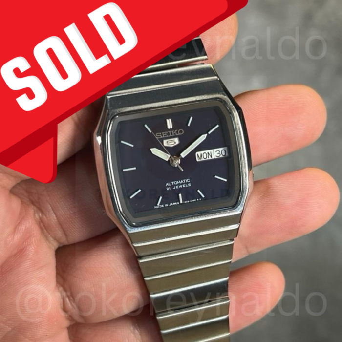 JAM TANGAN VINTAGE SEIKO 5 SNXK87J1 TV SHAPE SS MIDNIGHT BLUE DIAL (LX2184)
