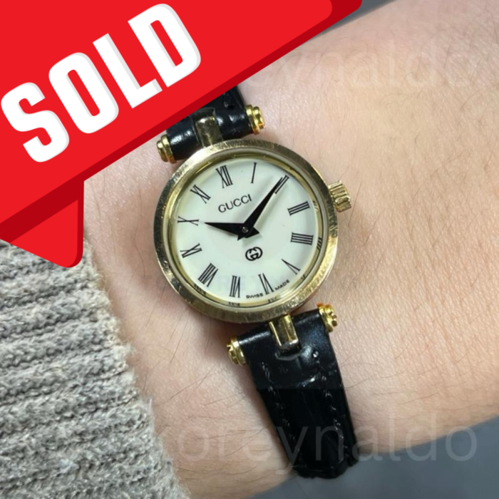 JAM TANGAN VINTAGE GUCCI 2000L SMALL ROUND GP IVORY DIAL ROMAN INDEX (LX2324)