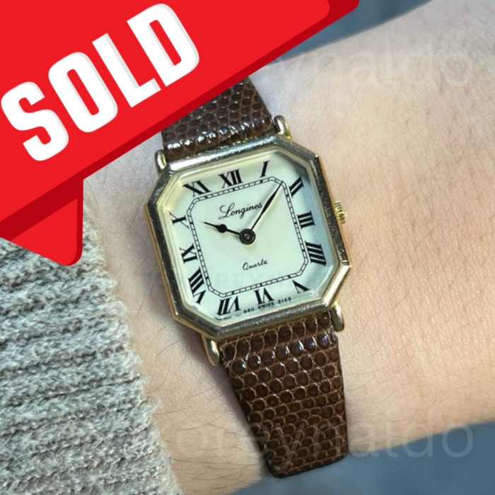 JAM TANGAN VINTAGE LONGINES 150th Anniversarry OCTAGON GOLD PLATED IVORY DIAL ROMAN INDEX (LX2331)