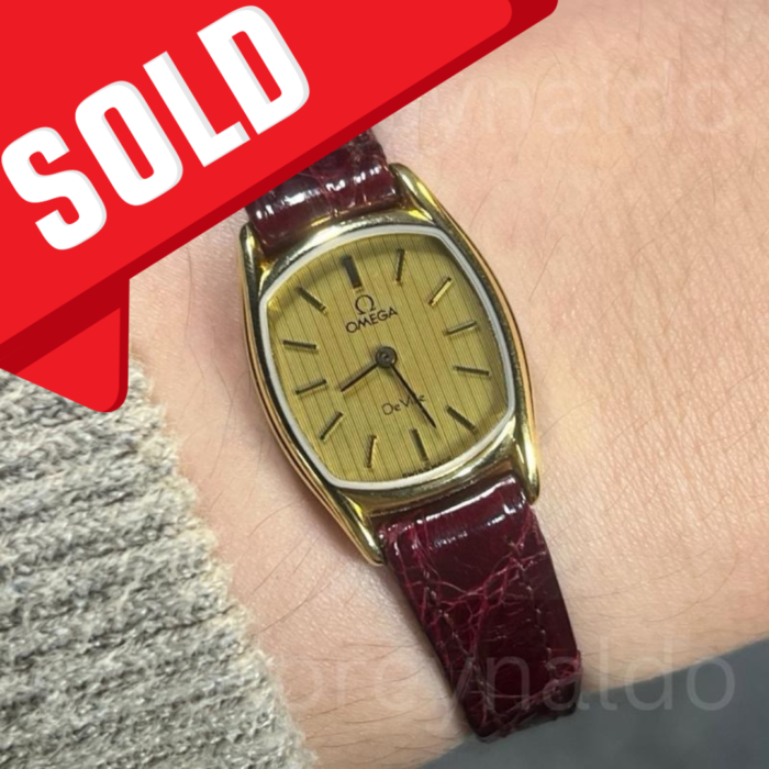 JAM TANGAN VINTAGE OMEGA De Ville 1357 TONNEAU G0LD PLATED G0LD TAPESTRY DIAL (LX1059)