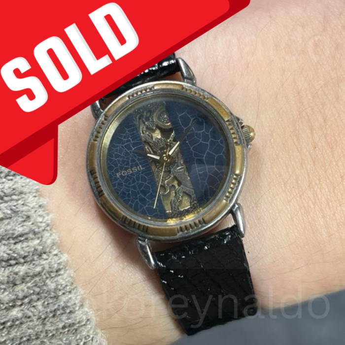 JAM TANGAN VINTAGE FOSSIL SK-5131 ROUND UNIQUE NAVY DIAL (LX2507)