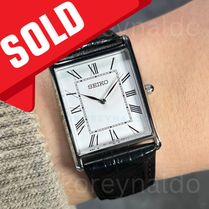 JAM TANGAN SEIKO ESSENTIALS SWR049 LARGE TANK SS WHITE DIAL ROMAN INDEX (LX2470)